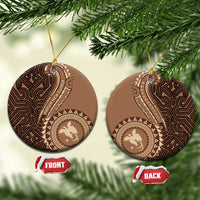 Papua New Guinea Oro Tapa Motif Ceramic Ornament Classic LT7 Circle Brown - Polynesian Pride