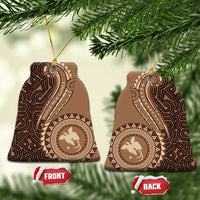Papua New Guinea Oro Tapa Motif Ceramic Ornament Classic LT7 Bell Flake Brown - Polynesian Pride