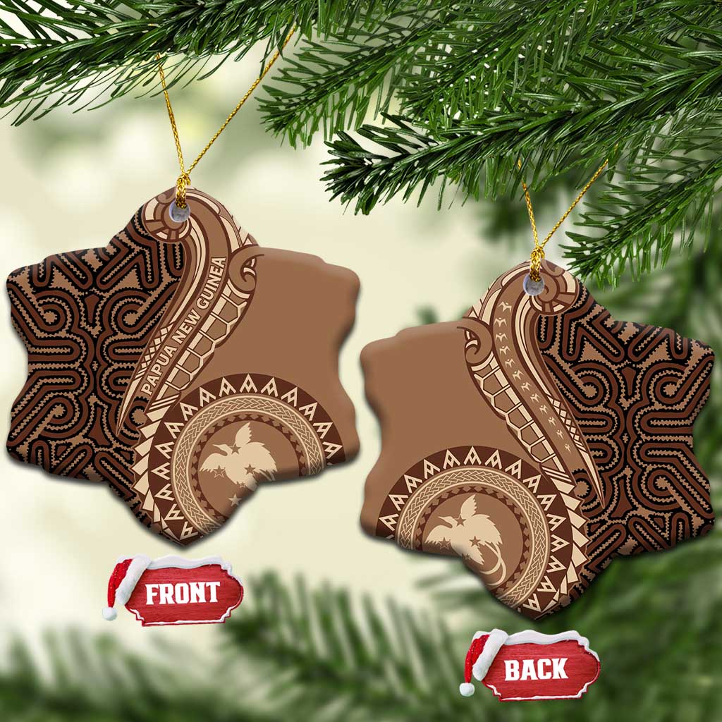 Papua New Guinea Oro Tapa Motif Ceramic Ornament Classic LT7 Snow Flake Brown - Polynesian Pride
