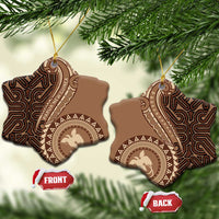 Papua New Guinea Oro Tapa Motif Ceramic Ornament Classic LT7 Snow Flake Brown - Polynesian Pride