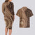 Papua New Guinea Oro Tapa Motif Couples Matching Long Sleeve Bodycon Dress and Hawaiian Shirt Classic