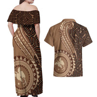 Papua New Guinea Oro Tapa Motif Couples Matching Off Shoulder Maxi Dress and Hawaiian Shirt Classic