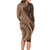 Papua New Guinea Oro Tapa Motif Family Matching Long Sleeve Bodycon Dress and Hawaiian Shirt Classic