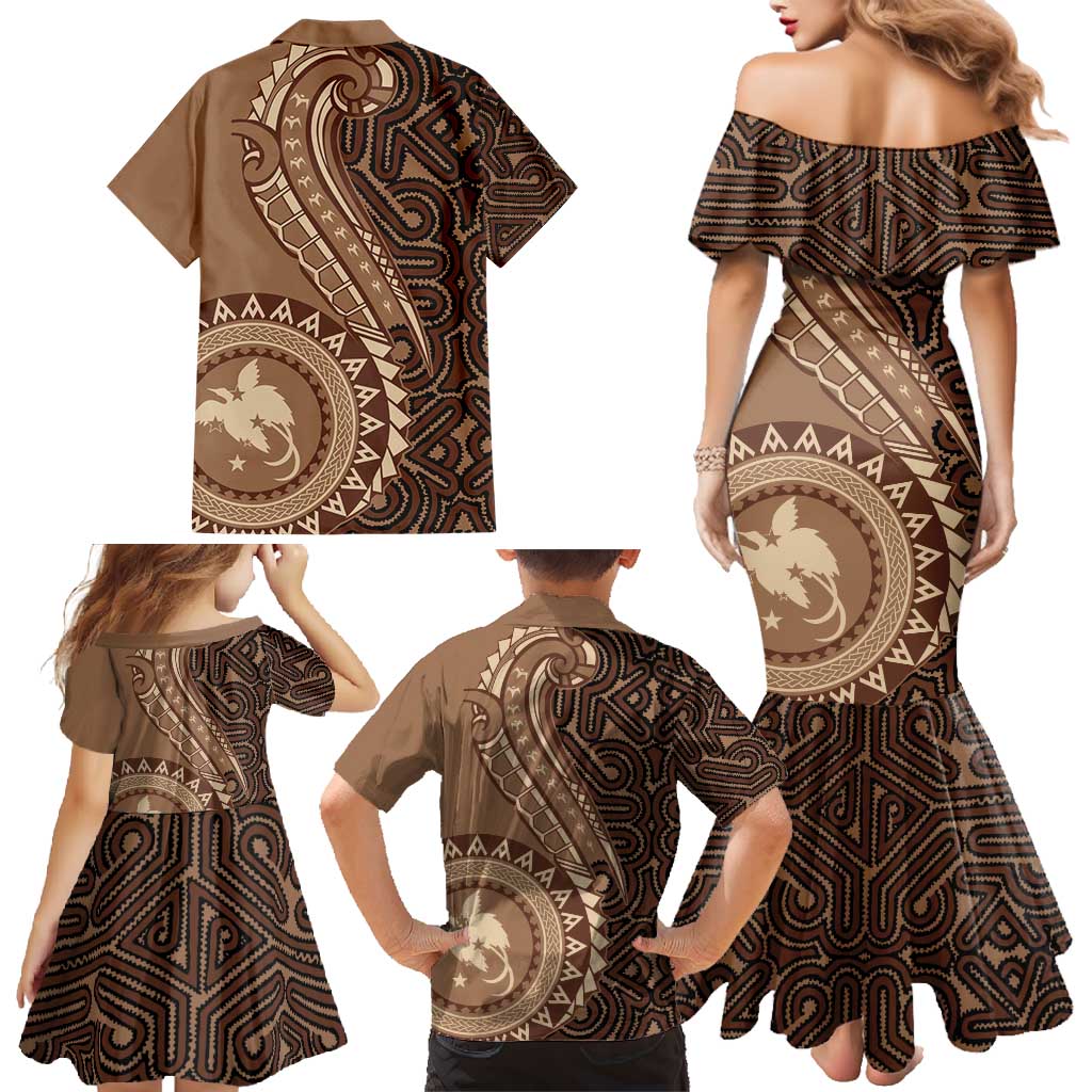 Papua New Guinea Oro Tapa Motif Family Matching Mermaid Dress and Hawaiian Shirt Classic
