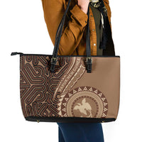 Papua New Guinea Oro Tapa Motif Leather Tote Bag Classic LT7 - Polynesian Pride