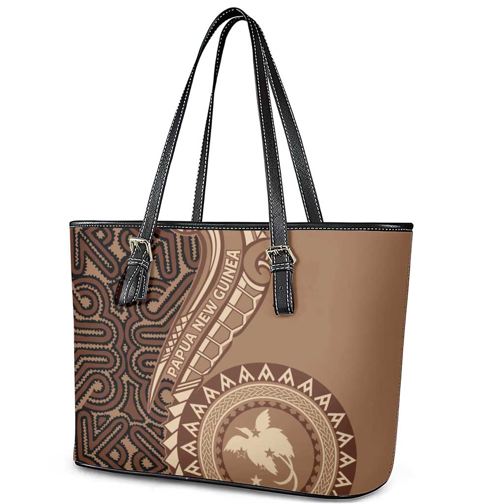 Papua New Guinea Oro Tapa Motif Leather Tote Bag Classic LT7 - Polynesian Pride