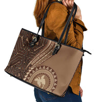 Papua New Guinea Oro Tapa Motif Leather Tote Bag Classic LT7 - Polynesian Pride