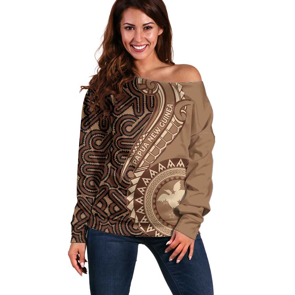 Papua New Guinea Oro Tapa Motif Off Shoulder Sweater Classic