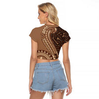 Papua New Guinea Oro Tapa Motif Raglan Cropped T Shirt Classic LT7 - Polynesian Pride