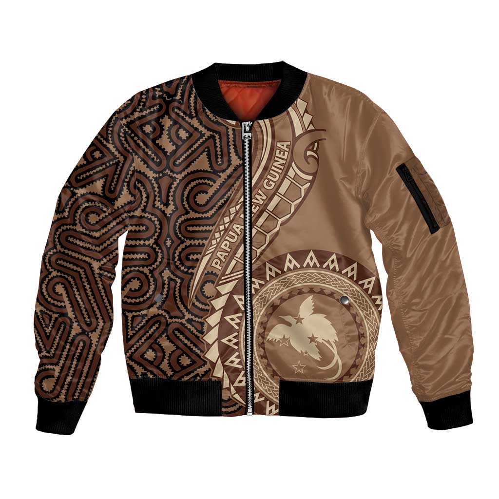 Papua New Guinea Oro Tapa Motif Sleeve Zip Bomber Jacket Classic