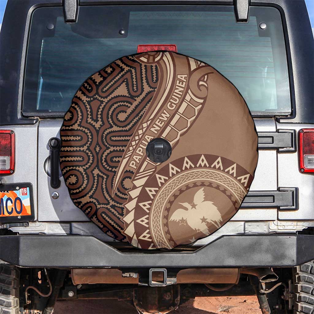 Papua New Guinea Oro Tapa Motif Spare Tire Cover Classic LT7 Brown - Polynesian Pride