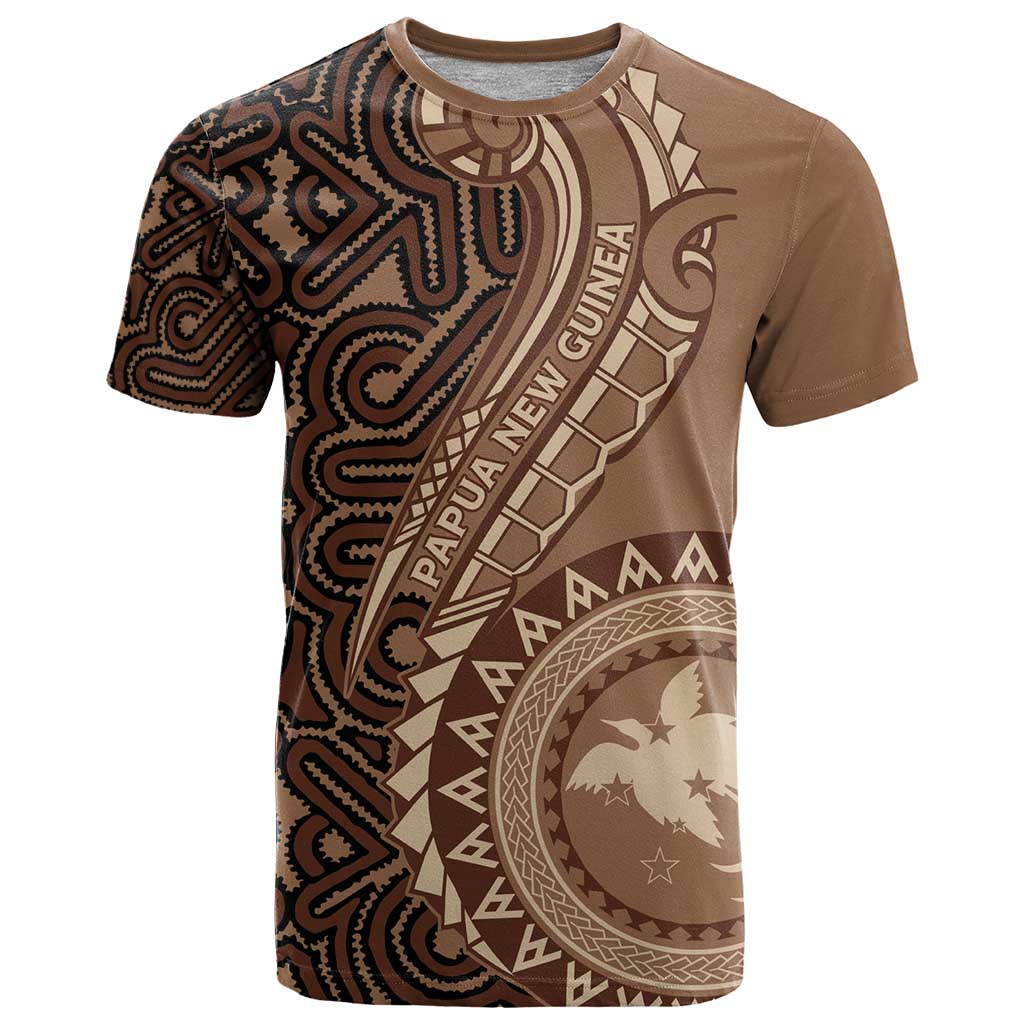 Papua New Guinea Oro Tapa Motif T Shirt Classic LT7 Brown - Polynesian Pride