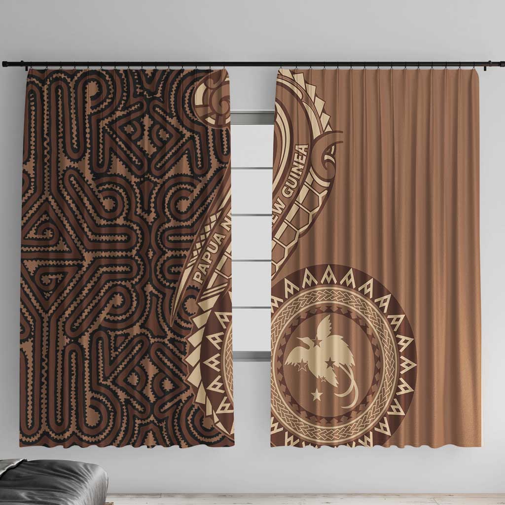 Papua New Guinea Oro Tapa Motif Window Curtain Classic LT7 With Hooks Brown - Polynesian Pride