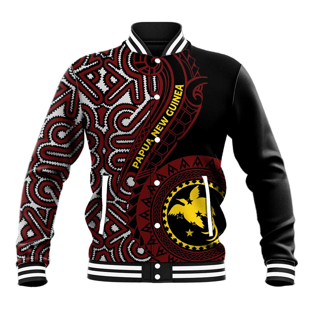 Papua New Guinea Oro Tapa Motif Baseball Jacket Special LT7 Unisex Black - Polynesian Pride
