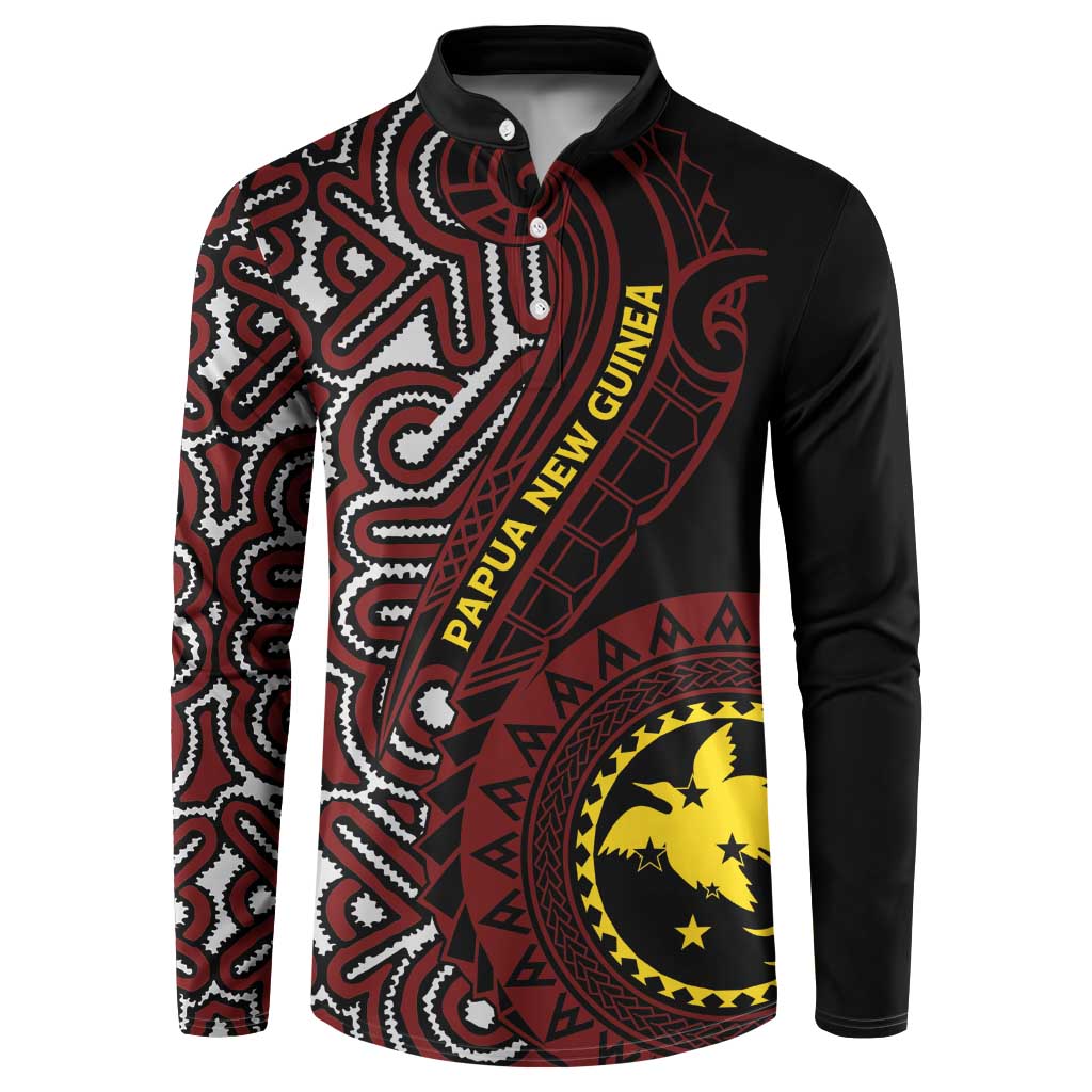 Papua New Guinea Oro Tapa Motif Button Sweatshirt Special LT7 Black - Polynesian Pride