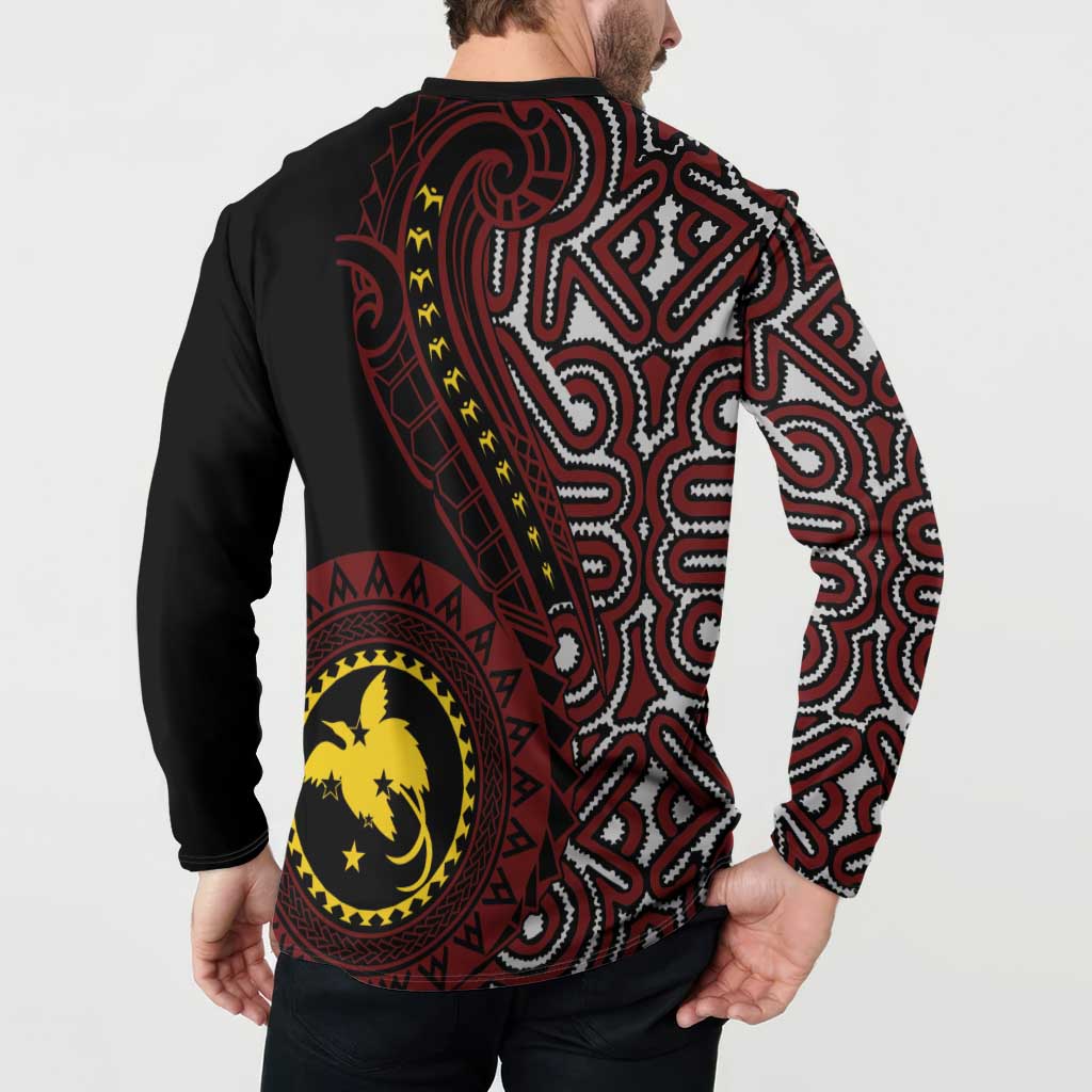 Papua New Guinea Oro Tapa Motif Button Sweatshirt Special LT7 - Polynesian Pride