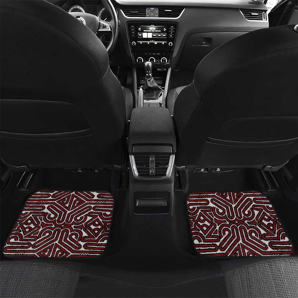 Papua New Guinea Oro Tapa Motif Car Mats Special LT7 Set 2pcs - Back Black - Polynesian Pride
