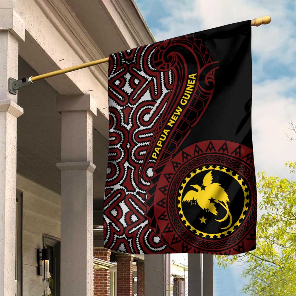 Papua New Guinea Oro Tapa Motif Garden Flag Special LT7 House Flag Black - Polynesian Pride