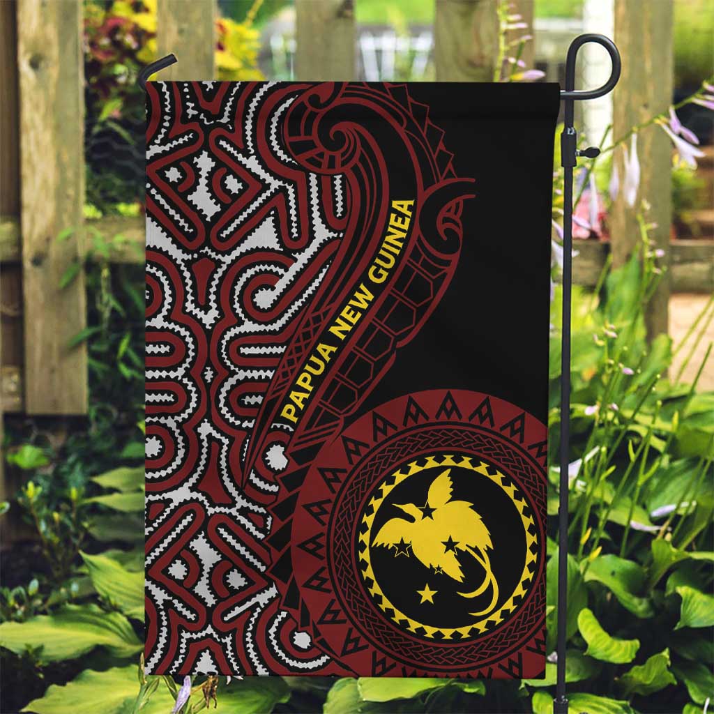 Papua New Guinea Oro Tapa Motif Garden Flag Special LT7 Garden Flag Black - Polynesian Pride
