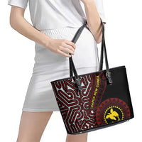Papua New Guinea Oro Tapa Motif Leather Tote Bag Special LT7 - Polynesian Pride