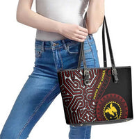 Papua New Guinea Oro Tapa Motif Leather Tote Bag Special LT7 - Polynesian Pride