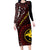 Papua New Guinea Oro Tapa Motif Long Sleeve Bodycon Dress Special