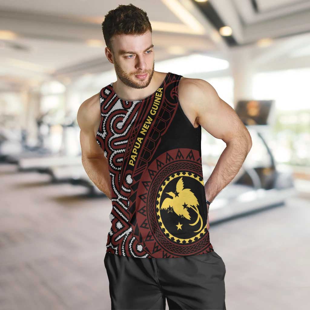 Papua New Guinea Oro Tapa Motif Men Tank Top Special LT7 Black - Polynesian Pride