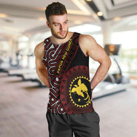 Papua New Guinea Oro Tapa Motif Men Tank Top Special LT7 Black - Polynesian Pride