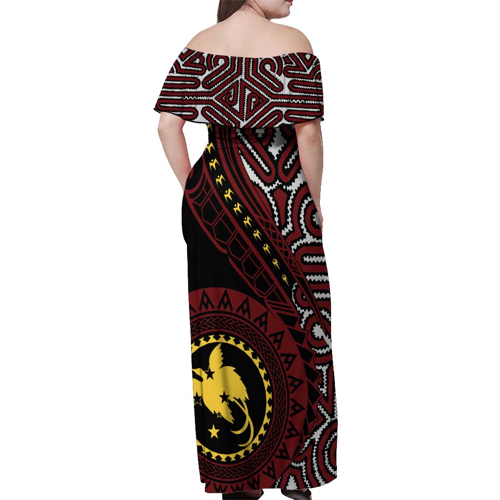 Papua New Guinea Oro Tapa Motif Off Shoulder Maxi Dress Special