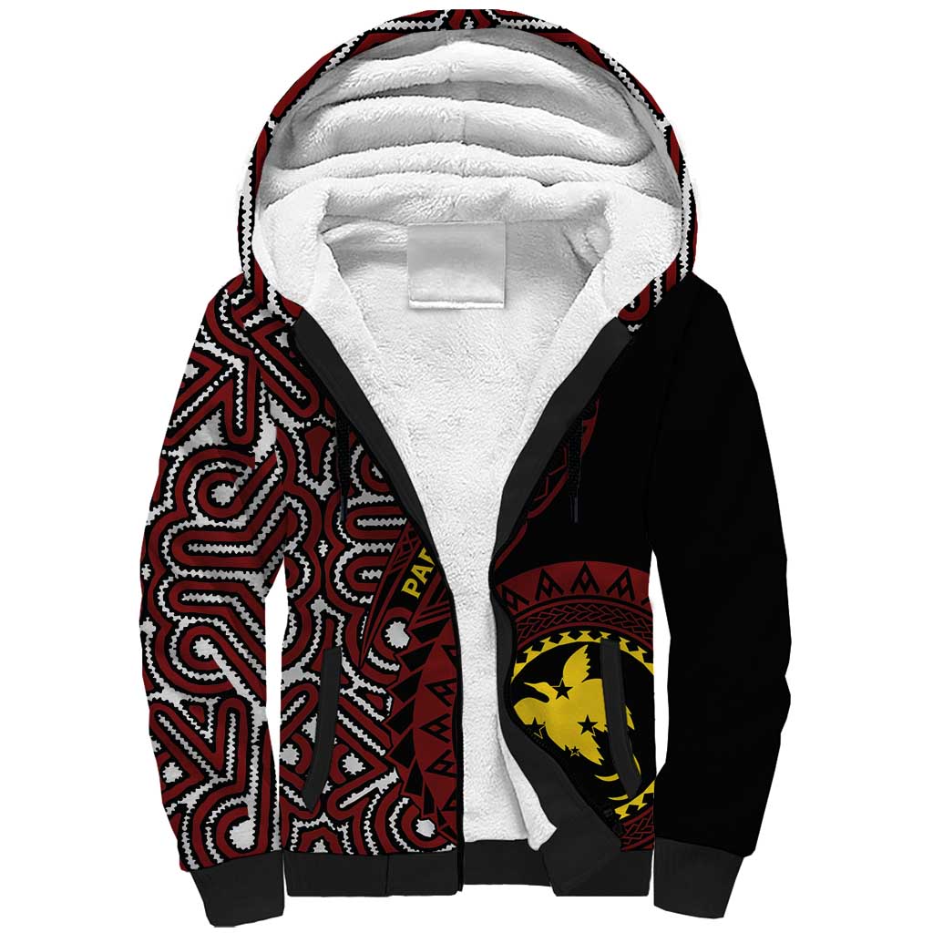 Papua New Guinea Oro Tapa Motif Sherpa Hoodie Special LT7 Unisex Black - Polynesian Pride