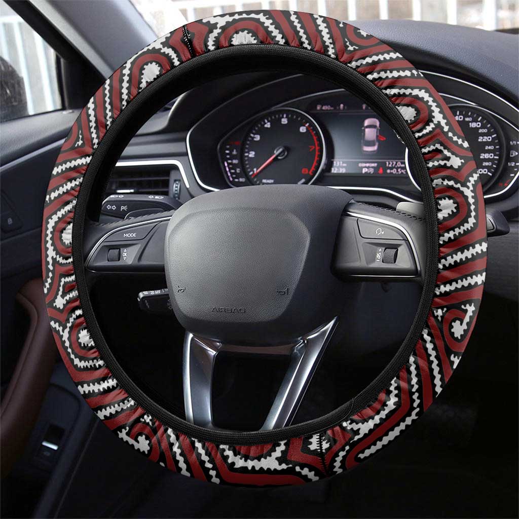 Papua New Guinea Oro Tapa Motif Steering Wheel Cover Special LT7 - Polynesian Pride
