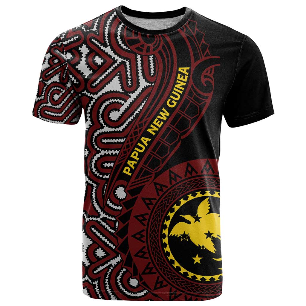 Papua New Guinea Oro Tapa Motif T Shirt Special LT7 Black - Polynesian Pride
