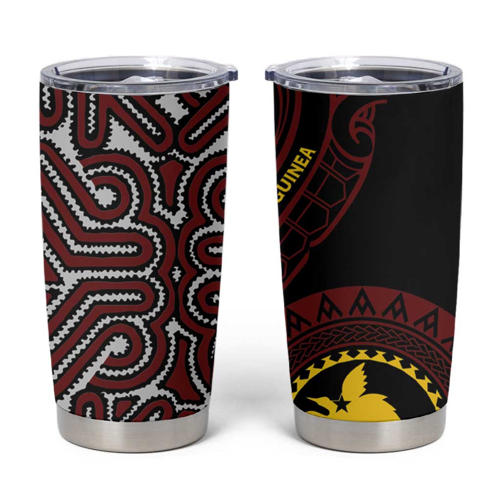 Papua New Guinea Oro Tapa Motif Tumbler Cup Special LT7 Black - Polynesian Pride