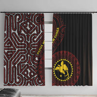 Papua New Guinea Oro Tapa Motif Window Curtain Special LT7 With Hooks Black - Polynesian Pride