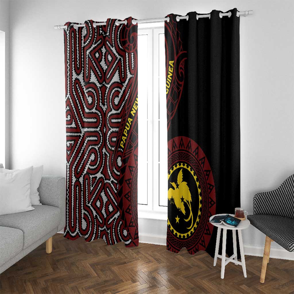 Papua New Guinea Oro Tapa Motif Window Curtain Special LT7 With Grommets Black - Polynesian Pride