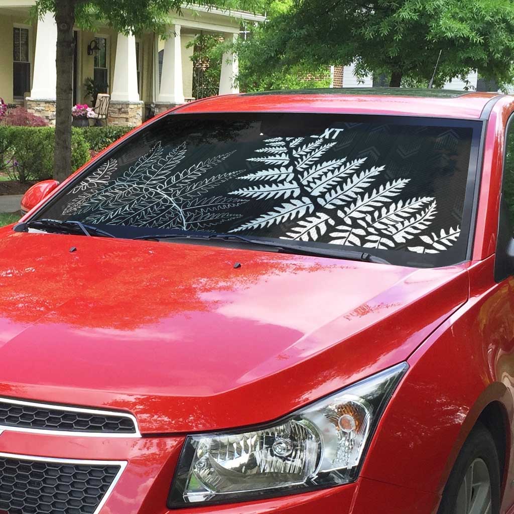 New Zealand Lawn Bowls Personalized Auto Sun Shade Wrap-Around Silver Fern - Polynesian Pride
