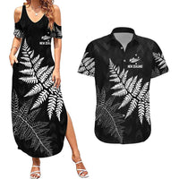 New Zealand Lawn Bowls Personalized Couples Matching Summer Maxi Dress and Hawaiian Shirt Wrap-Around Silver Fern - Polynesian Pride
