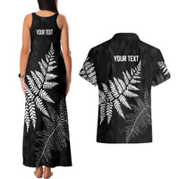 New Zealand Lawn Bowls Personalized Couples Matching Tank Maxi Dress and Hawaiian Shirt Wrap-Around Silver Fern - Polynesian Pride