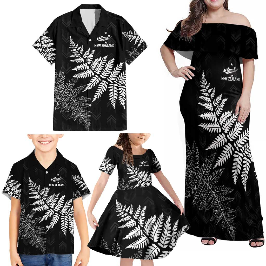 New Zealand Lawn Bowls Personalized Family Matching Off Shoulder Maxi Dress and Hawaiian Shirt Wrap-Around Silver Fern - Polynesian Pride