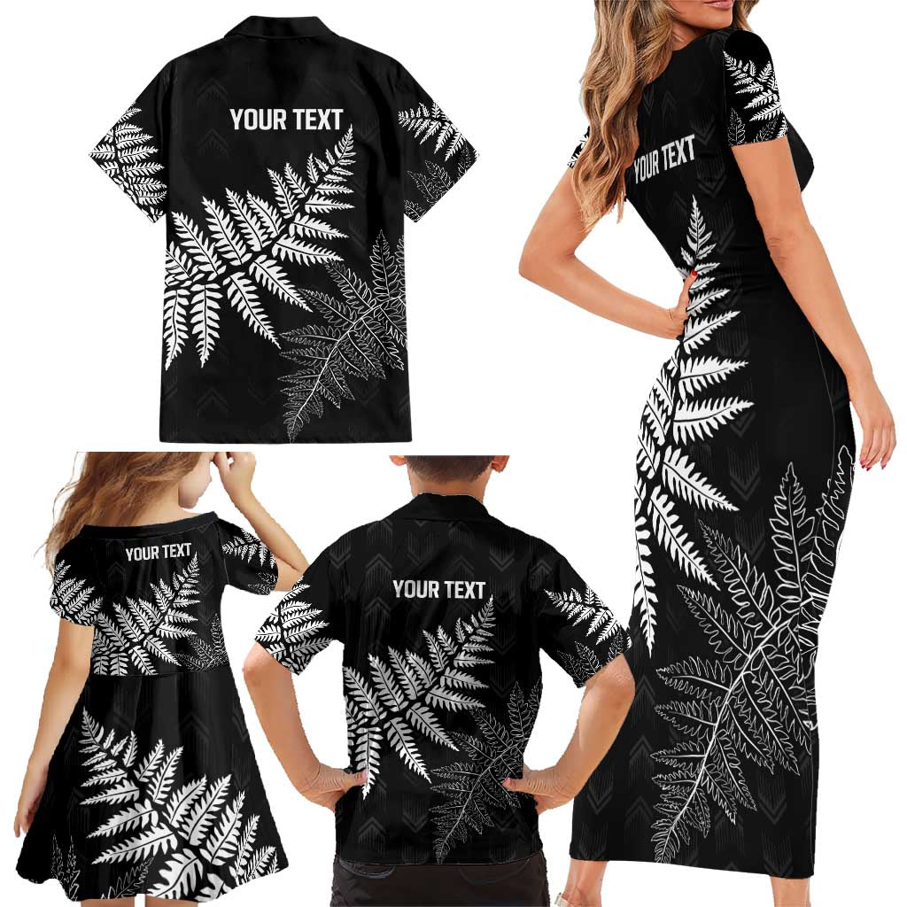New Zealand Lawn Bowls Personalized Family Matching Short Sleeve Bodycon Dress and Hawaiian Shirt Wrap-Around Silver Fern - Polynesian Pride