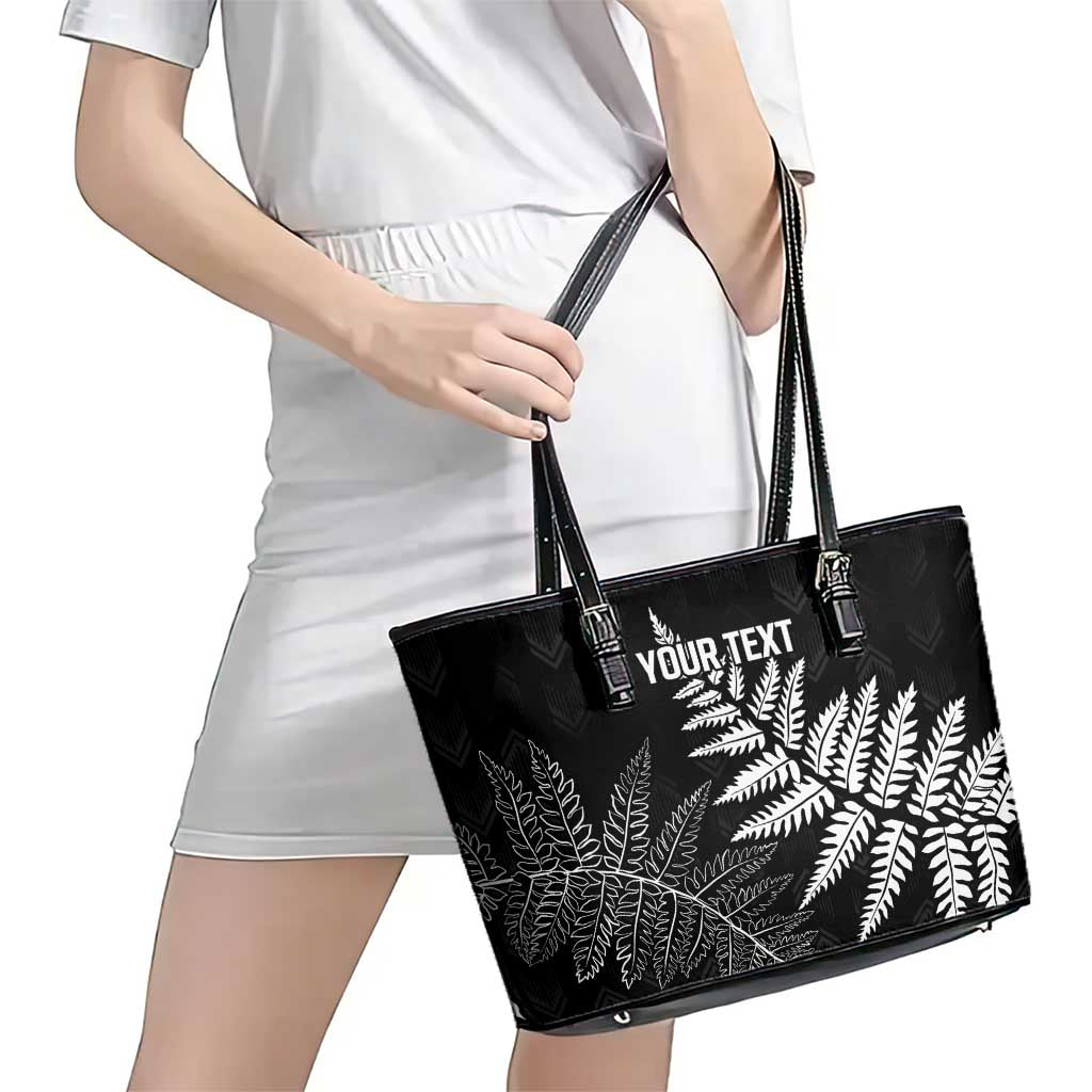 New Zealand Lawn Bowls Personalized Leather Tote Bag Wrap-Around Silver Fern - Polynesian Pride
