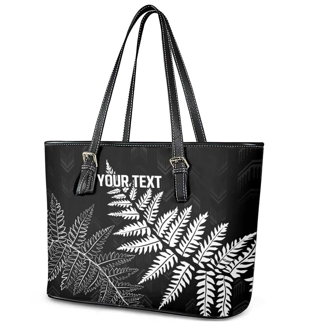 New Zealand Lawn Bowls Personalized Leather Tote Bag Wrap-Around Silver Fern - Polynesian Pride