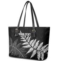 New Zealand Lawn Bowls Personalized Leather Tote Bag Wrap-Around Silver Fern - Polynesian Pride