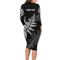 New Zealand Lawn Bowls Personalized Long Sleeve Bodycon Dress Wrap-Around Silver Fern - Polynesian Pride