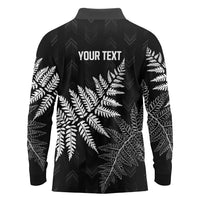 New Zealand Lawn Bowls Personalized Long Sleeve Polo Shirt Wrap-Around Silver Fern - Polynesian Pride