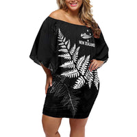 New Zealand Lawn Bowls Personalized Off Shoulder Short Dress Wrap-Around Silver Fern - Polynesian Pride