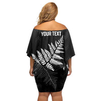 New Zealand Lawn Bowls Personalized Off Shoulder Short Dress Wrap-Around Silver Fern - Polynesian Pride