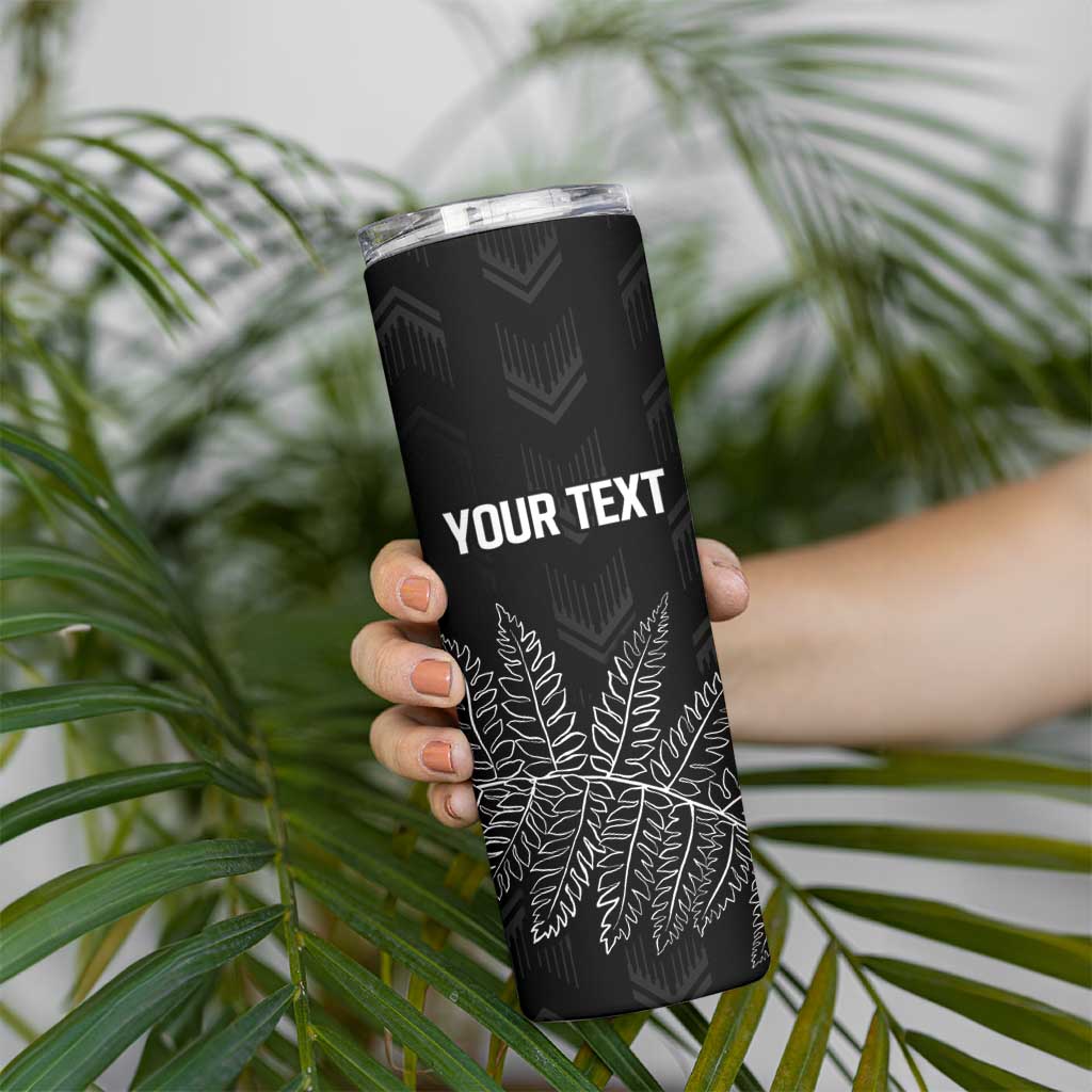 New Zealand Lawn Bowls Personalized Skinny Tumbler Wrap-Around Silver Fern - Polynesian Pride