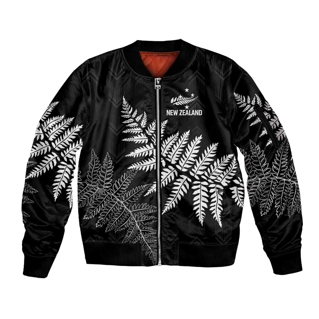 New Zealand Lawn Bowls Personalized Sleeve Zip Bomber Jacket Wrap-Around Silver Fern - Polynesian Pride