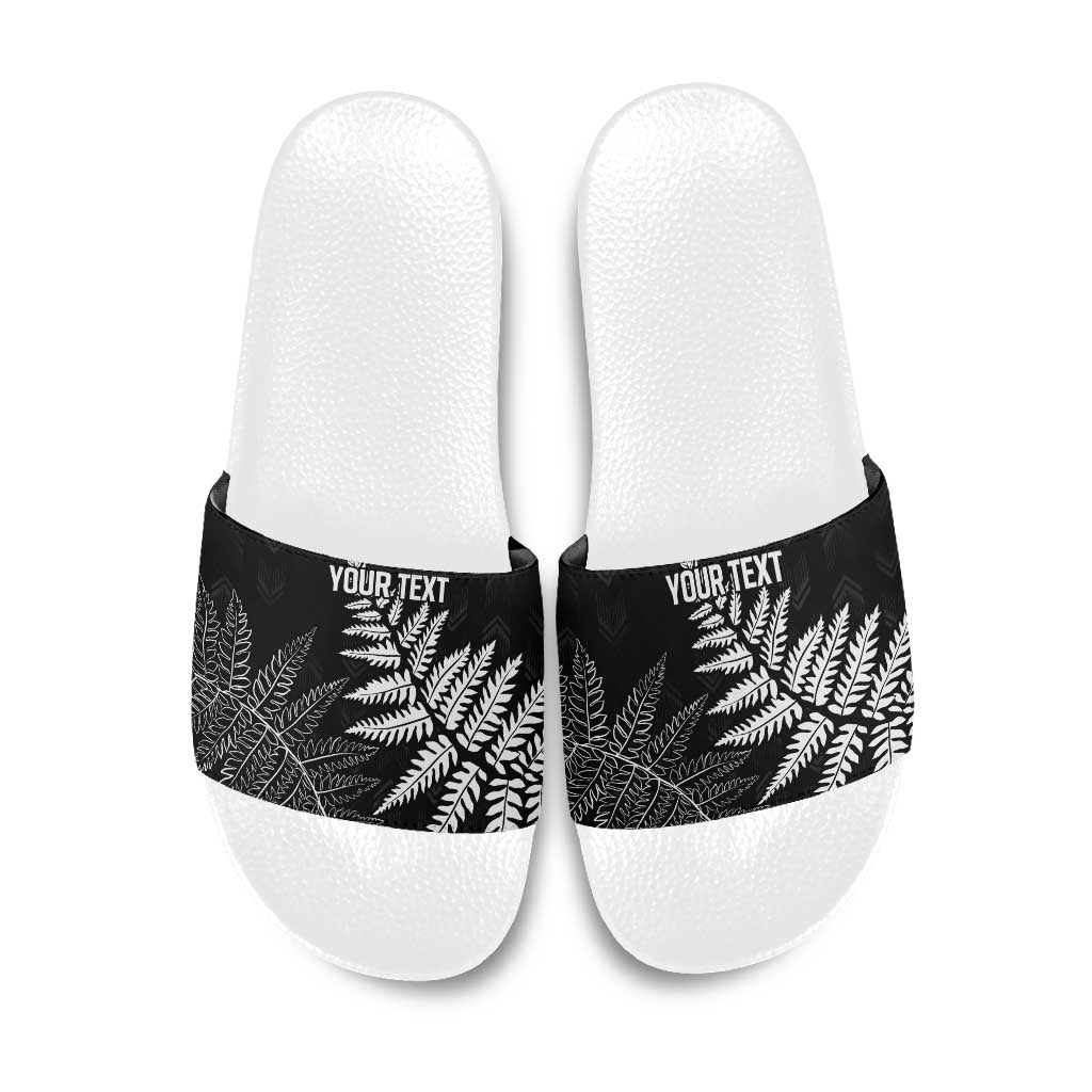 New Zealand Lawn Bowls Personalized Slide Sandals Wrap-Around Silver Fern - Polynesian Pride